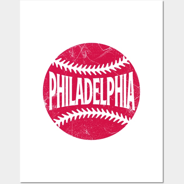 Philadelphia Retro Baseball - White Wall Art by KFig21